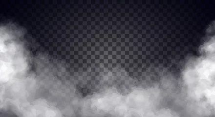 Poster Im Rahmen Weißer Nebel oder Rauch auf dunklem Hintergrund. Vektor-Illustration © Rudzhan