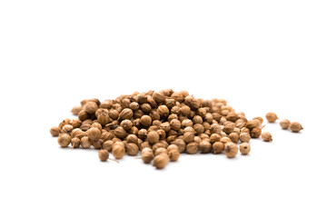 Coriander seeds isolated on white background