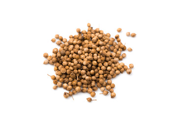 Coriander seeds isolated on white background