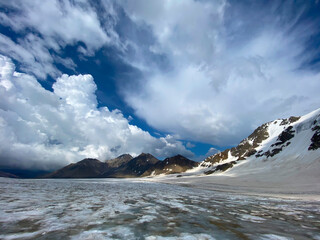 Aerial view of a beautiful winter mountain landscape.