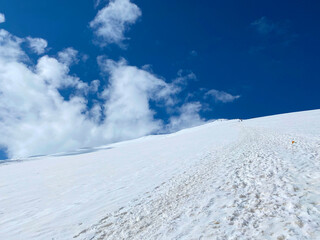 Mountain Elbrus. Aerial view of a beautiful winter mountain landscape.