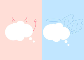 Bad and good thoughts set on colorful background vector illustration cartoon flat design modern style 