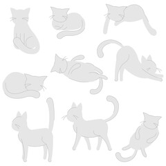 white cats set on white background vector illustration cartoon flat 