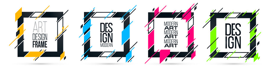 Vector frame Art graphics for hipsters . dynamic frame stylish geometric black background . element for design business cards, invitations, gift cards, flyers brochures.