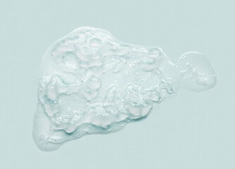 Liquid cream gel foam gommage mask cosmetic smudge texture mint blue background