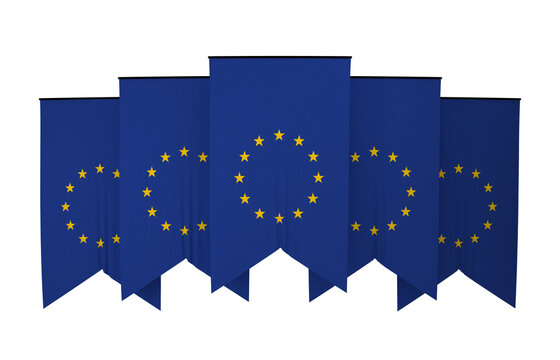 European Union Flag, Wavy Fabric Flag, European Union Flag, 3D Render