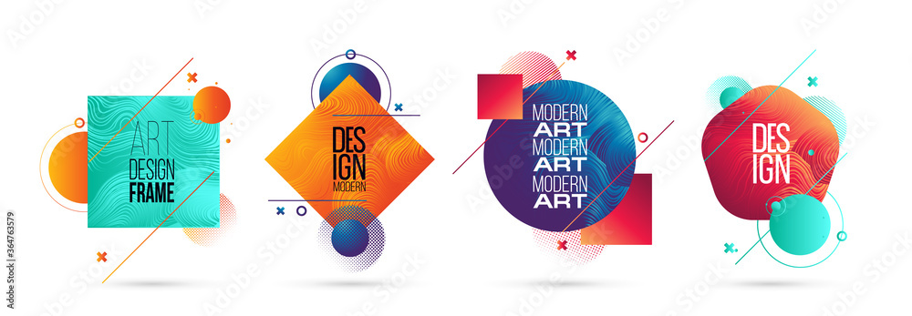 Fototapete vector illustration. a minimalistic hipster colored frame design. vector line gradient halftone. fra