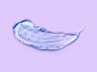 Liquid cream gel cosmetic smudge texture purple lilac background