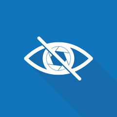   no Eye icon. avoid eye contact  sign with long shadow vector