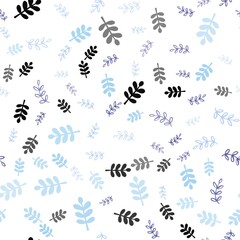 Light Pink, Blue vector seamless doodle template with leaves, branches. Creative illustration in blurred style with leaves, branches. Pattern for trendy fabric, wallpapers.
