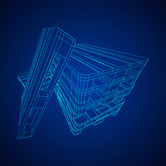 Cargo pallet for warehouse. Logistics shipping concept. Wireframe low poly mesh vector illustration.
