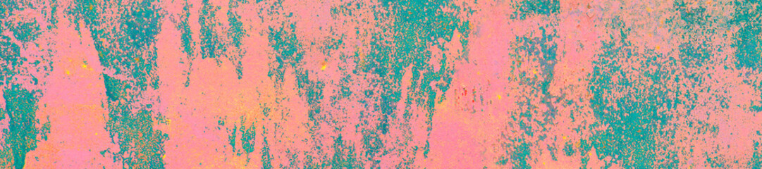 Fototapeta premium Old panoramic wall covered with colorful paint.