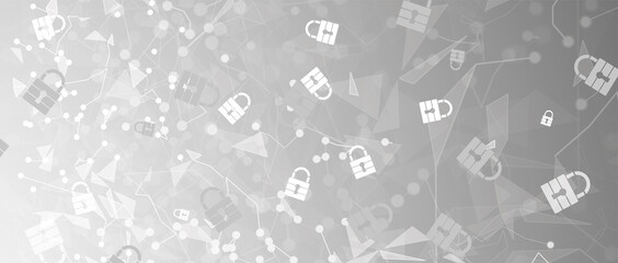 internet digital security technology concept for business background. Lock on circuit board