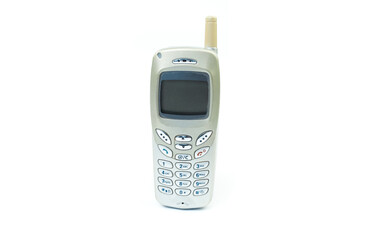 Old cell phone. Isolated over white background.