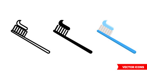 Toothbrush icon of 3 types. Isolated vector sign symbol.
