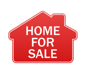 Home for sale red sign. Discount offer price sign. Sale tag. Business icon.