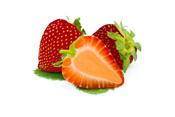 Strawberry berries close-up isolated on a white background.