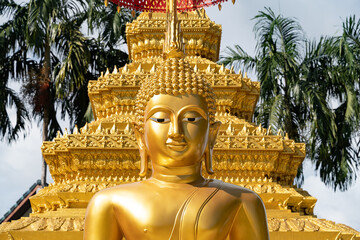 golden buddha image statue in south of Thailand