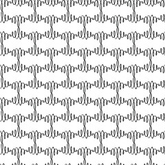 Vector abstract transparent geometric ornament netting monochrome seamless pattern background tile with curved lines 