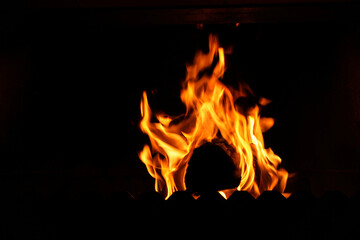 Fire flame on black background. Blaze fire flame textured background. Texture of fire on a black background. Abstract Fire flames isolated                            