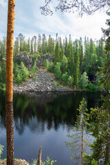 Obraz premium View of the canyon lake Julma-Olkky, Hossa National Park, Kuusamo, Finland