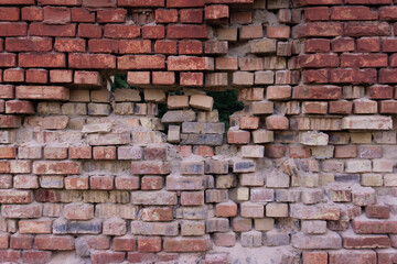 The texture of the clinker. Old red brick wall texture background. Red brick wall texture grunge. Abstract geometric pattern, Outdoor building wall.