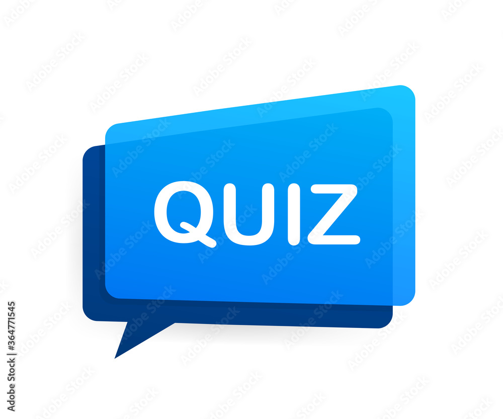 Poster Quiz logo with clock, concept of questionnaire show sing, quiz button, question competition. Vector stock illustration.