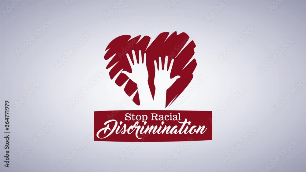 Wall mural stop the racism campaign with hands in heart