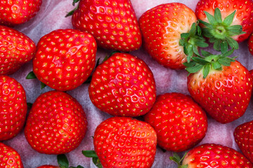 Close up Ripe strawberries Background textures