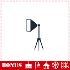 Studio lighting icon flat