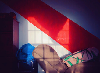 Window shadow silhouette in a wall 