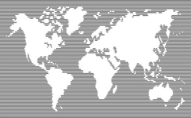 black horizintal,stripes line world map,blank space land, full frame pattern,vector and illustration