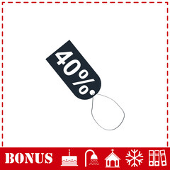 40 percent discount icon flat