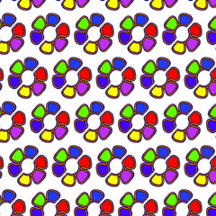 Vector abstract transparent geometric seamless pattern background tile  with colorful floral elements  