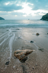 Trevellas porth sunset cornwall uk slow exposure 