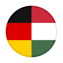round icon with germany and hungary flags, isolated on white background
