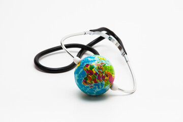 Stethoscope World globe concept on white background