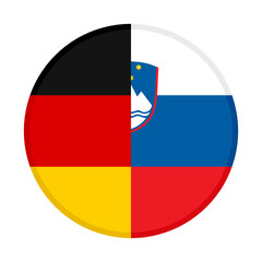 round icon with germany and slovenia flags, isolated on white background
