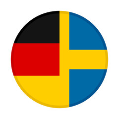 round icon with germany and sweden flags, isolated on white background
