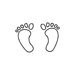 Doodle baby footprints icon in vector. Hand drawn baby footprints icon in vector