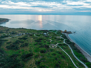 Sunset on Point du Hoc. Former german defense site on WW2.  