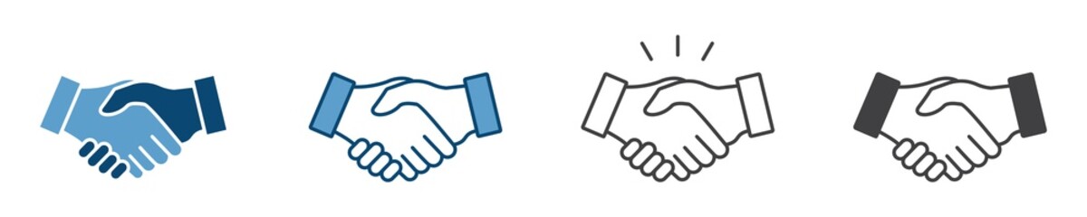 Business agreement handshake icon in different style vector illustration, friendly handshake icon for apps and websites - obrazy, fototapety, plakaty