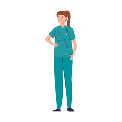 doctor woman with stethoscope design, Workers occupation and jobs theme Vector illustration