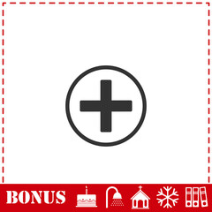 Medical cross icon flat