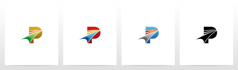 Swoosh Arrow On Letter Logo Design P - obrazy, fototapety, plakaty