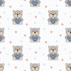 Naklejka premium Cute little bear seamless pattern