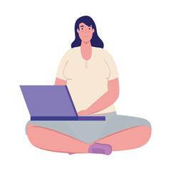 Woman with laptop chatting design, Message chat and communication theme Vector illustration