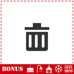 Trash can icon flat