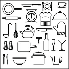 kitchen icons cooking symbol design