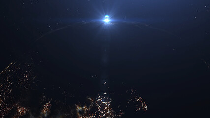 Planet earth from space Beautiful Sunrise world skyline.